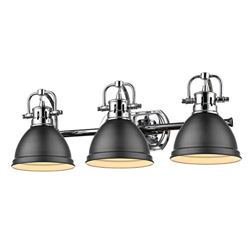 【中古】【未使用・未開封品】Golden Lighting 3602-BA3 CH-BLK ダンカン バス器具 クローム マットブラックシェード付き｜AJIMURA-SHOP