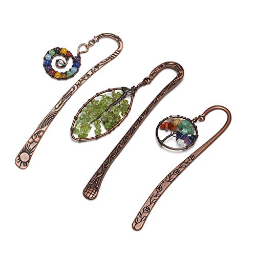 【中古】【未使用・未開封品】Jovivi アンティーク銅メタルしおり ビーズしおり ハンドメイド 7チャクラ ヒーリング クリスタル 生命の木 タンブル宝石&渦巻き&リーフビーズ 3 14,203円