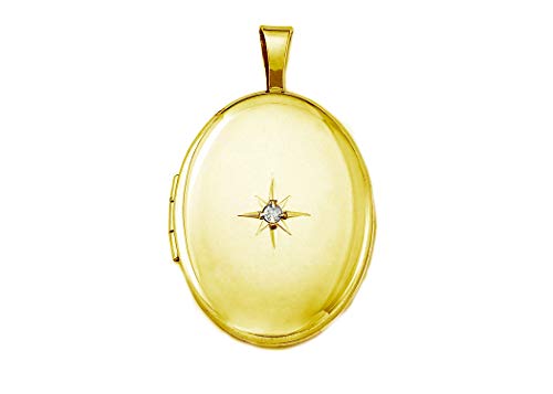 【中古】【未当て嵌める・未開封品】PORI JEWELERS 14K ソリッドイエローゴールド オーバルスターバーストロケットペンダント, 金属元素