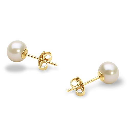 【中古】【未使用・未開封品】PearlsOnly 7-8mm AAA 品質 14K イエローゴールド 淡水養殖真珠 ピアス ペア ホワイト|AJIMURA-SHOP