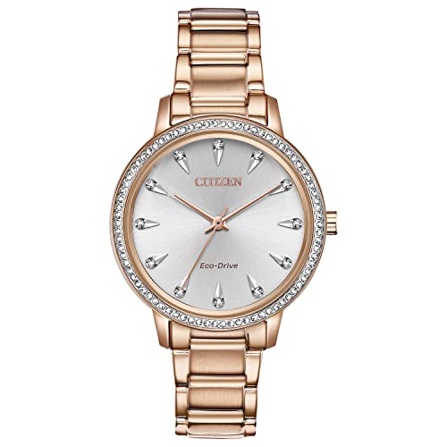 【中古】【未当て嵌める・未開封品】FE7043-55A Citizen シチズン Eco-Drive Silhouette Crystal しろがね色 レディース アナログ 商行為 ソーラー 外国でさし出し Citizen