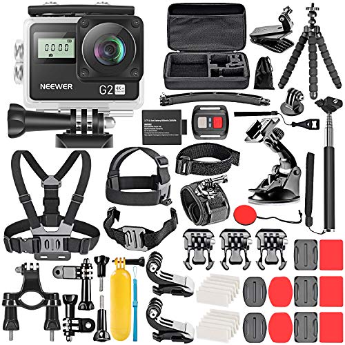 【中古】【未当てはめる・未開封品】Neewer G2 固定ディスク 4Kタッチスクリーンアクションカメラ 12MP 4K/30FPS EIS 170度広角 無線LAN運動競技カム 50-インチ-1アクションカメラアクセサリーキット