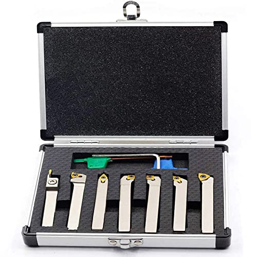【中古】【未当て嵌める・未開封品】OSCARBIDE Indexable Carbide Lathe Turning Tool Holder 3/8\" with Nickel Plated CNC Heavy-Duty Lathe Bit Set for Turning Grooving Threadi"