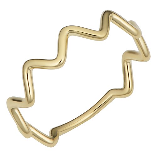 【中古】【未使用・未開封品】Kooljewelry 14Kイエローゴールド 高光沢ジグザグリング