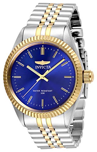 【中古】【未当て嵌める・未開封品】Invicta Men\u0027s Specialty Gold-Tone Steel Bracelet \u0026 Case Quartz Blue Dial Analog Watch 29380