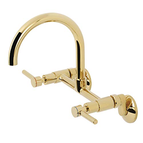 【中古】【未使用・未開封品】Kingston Brass KS814PB Concord 8インチ 調節可能なセンターウォールマウントキッチン蛇口 光沢真鍮|AJIMURA-SHOP