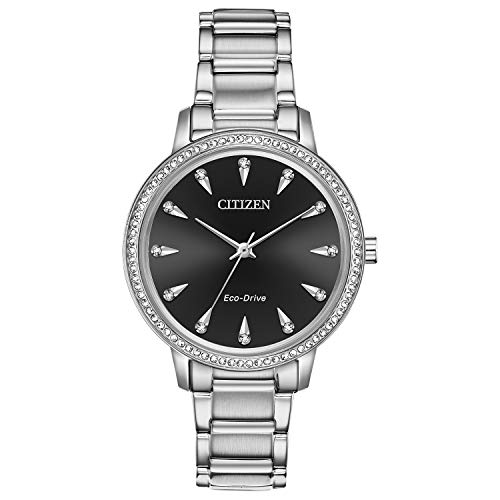 【中古】【未当てはめる・未開封品】FE7040-53E Citizen シチズン Eco-Drive Silhouette Crystal 黒いこと レディース アナログ 商行為 ソーラー 外国でさし出し Citizen