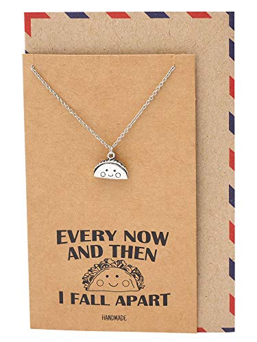【中古】【未使用・未開封品】Quan Jewelry タコスネックレス 食通のタコス好きへのギフト メキシコ料理 スペインのタコス 離れて離れて離れる 面白い引用ペンダントチャーム｜AJIMURA-SHOP