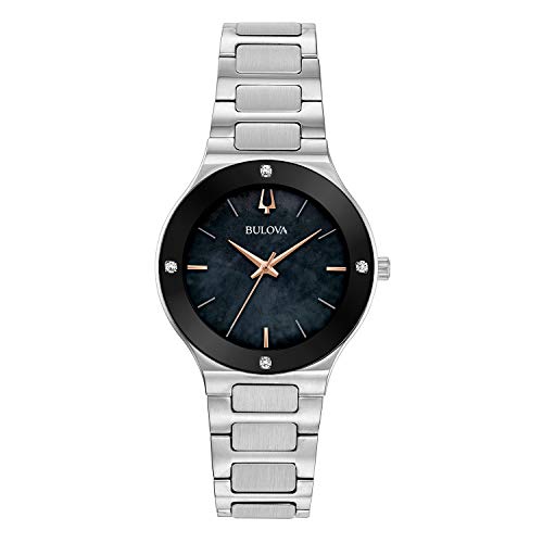 【中古】【未当て嵌める・未開封品】Bulova レディースモダンダイヤモンドクォーツステンレススチールブレスレットウォッチ, しろがね色声の調子/黒いこと文字盤。, One Size, Millenn