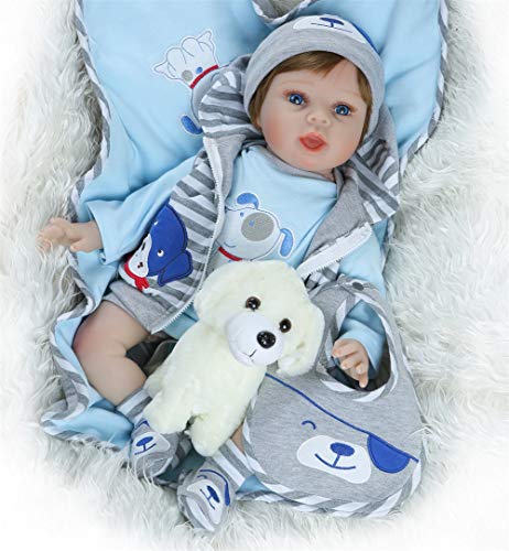 【中古】【未使用・未開封品】OCSDOLL リアルなリボーンドール 男の子 ソフトシリコンタッチビニール人形 ブルーアウトフィット 22インチ リアルライフベビードール