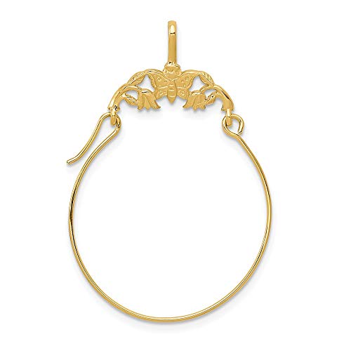 【中古】【未使用・未開封品】14K イエローゴールド 光沢 蝶 チャームホルダー, 金属