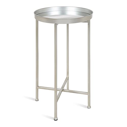【中古】【未使用・未開封品】Kate and Laurel Celia Round Metal Foldable Accent Table with Mirror Tray Top, Silver 141［並行輸入］｜AJIMURA-SHOP