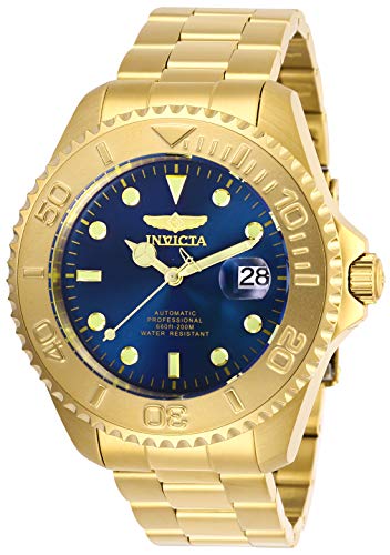 【中古】【未当て嵌める・未開封品】Invicta Men\u0027s Pro Diver Gold-Tone Steel Bracelet \u0026 Case Automatic Blue Dial Analog Watch 28951