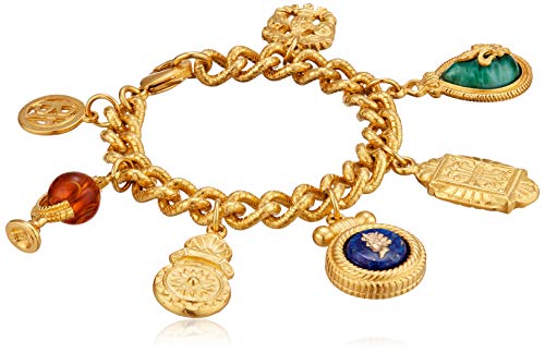 【中古】【未使用・未開封品】Ben Amun Jewelry ロイヤルチャーム ビンテージ風ゴールドマルチチャームブレスレット 長さ7インチ ゴールド フリーサイズ