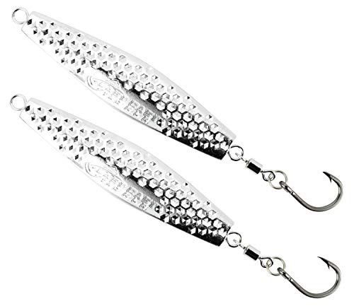 【中古】【未使用・未開封品】Last Cast Tackle 2-8オンス クロムハンマー加工 六角ダイヤモンドジグ - 2パック - 3サイズから選択(4オンス)