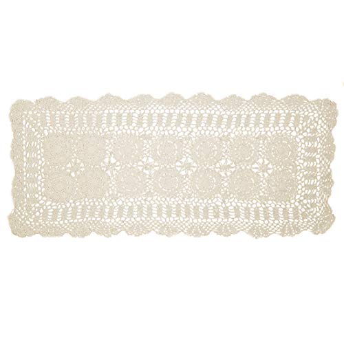 【中古】【未使用・未開封品】kilofly ハンドメイドかぎ針編みレース長方形テーブルランナー 各種サイズ 15 x 51 inch ベージュ KTW387BEIs130