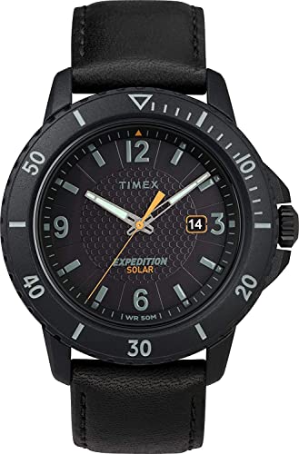 【中古】【未当て嵌める・未開封品】TIMEX メンズ Expedition Gallatin Solar 44粍 ウォッチ, 黒いことなめし革, 同盟罷工さあ美