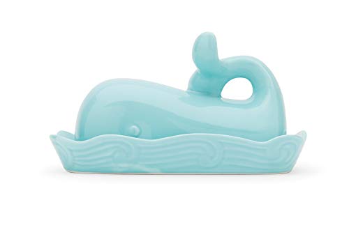 【中古】【未使用・未開封品】Fox Run クジラ セラミックバターディッシュ 蓋付き 7インチ アクアブルー