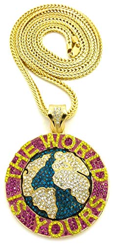 【中古】【未使用・未開封品】GWOOD The World is Yours メタルペンダント フランコネックレス付き