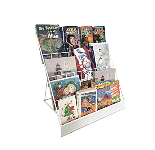 【中古】【未当て嵌める・未開封品】FixtureDisplays 4段 18in ワイヤーディスプレイラック 文学研究小冊子 逐次刊行物照明ランプ ブックテーブルトップラック 深さ2.5in 明けっ広げ