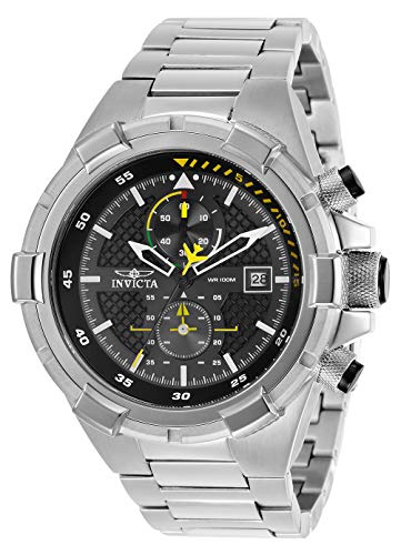 【中古】【未当て嵌める・未開封品】Invicta Men\u0027s Aviator Steel Bracelet \u0026 Case Quartz Black Dial Analog Watch 28108