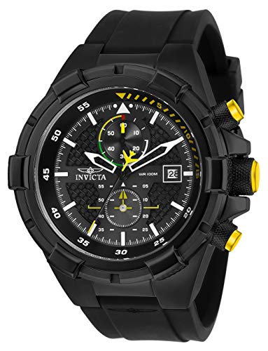 【中古】【未当て嵌める・未開封品】Invicta Men\u0027s Aviator Black Polyurethane Band Steel Case Quartz Analog Watch 28103