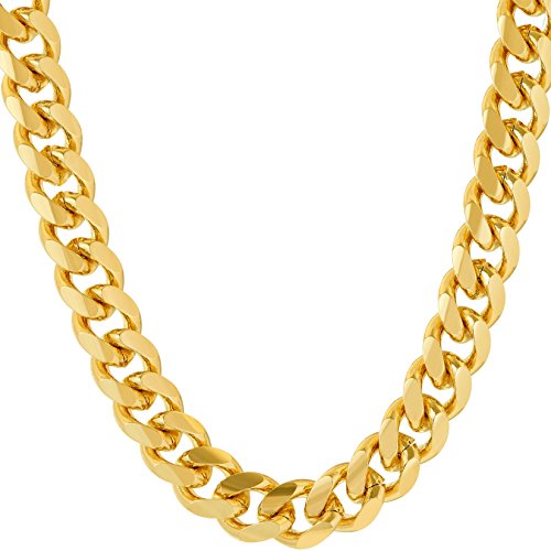 【中古】【未使用・未開封品】LIFETIME JEWELRY 9mm マイアミカーブキューバリンクチェーンネックレス 24Kゴールドメッキ ゴールド