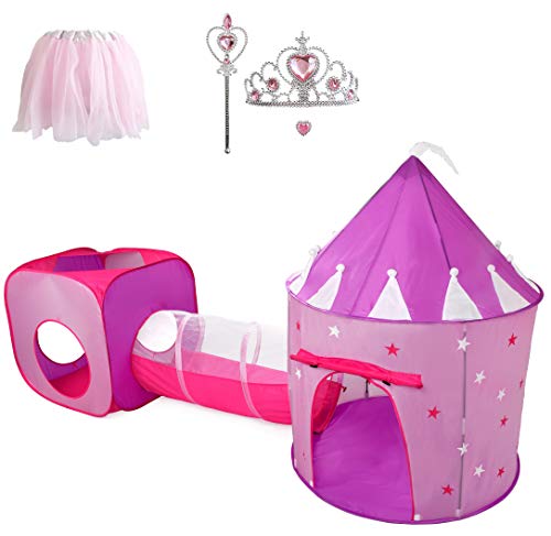 【中古】【未使用・未開封品】女の子へのギフト トンネル付きプリンセステント 子供の城 プレイハウス & プリンセス ドレスアップ ポップアップ プレイテントセット 幼児 おも｜AJIMURA-SHOP
