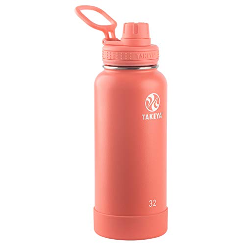 【中古】【未使用・未開封品】Takeya Actives 断熱ステンレススチールウォーターボトル 注ぎ口蓋付き 32オンス コーラル