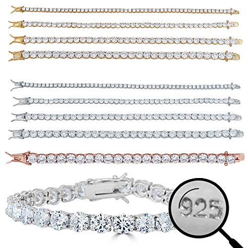【中古】【未使用・未開封品】Harlembling 本物のソリッド925スターリングシルバー メンズまたはレディース テニスブレスレット - 14Kイエロー&ローズゴールド仕上げ ソリッド｜AJIMURA-SHOP