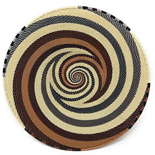 【中古】【未当て嵌める・未開封品】Bridge for Africa Fair Trade Zulu 電話を掛ける針金 12in お皿提げ篭 モカ