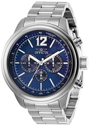 【中古】【未当て嵌める・未開封品】Invicta Men\u0027s Aviator Steel Bracelet \u0026 Case Quartz Blue Dial Analog Watch 28895