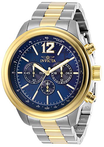 【中古】【未当て嵌める・未開封品】Invicta Men\u0027s Aviator Steel Bracelet \u0026 Case Quartz Blue Dial Analog Watch 28897