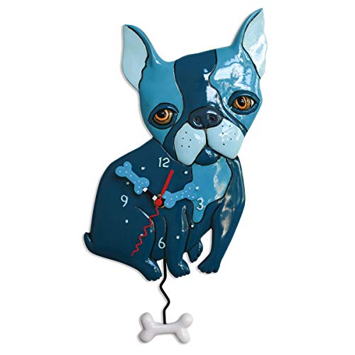 【中古】【未当て嵌める・未開封品】ブルドッグ ウディアレン 青写真 振子時辰儀 Allen Designs Le Bleu Dog Pendulum Clock 柱時計 P1928 ミシェルウディアレン ALLEN DESIGNS