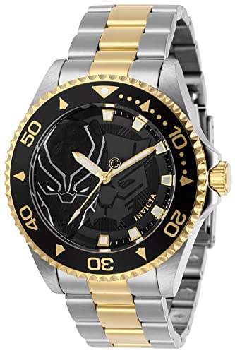 【中古】【未使用・未開封品】Invicta Men's Marvel Gold-Tone Steel Bracelet & Case Quartz Black Dial Analog Watch 29687