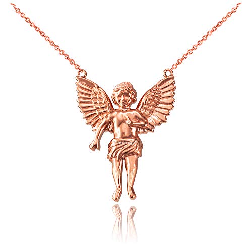 【中古】【未当て嵌める・未開封品】天使の都市 BLINGZ 14K さくら色ゴールド ケルビムガーディアンエンジェルネックレス (S) ゴールド