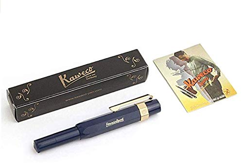 【中古】【未使用・未開封品】Kaweco Sportクラシック万年筆ネイビーブルー、ファインペン先、Kaweco Sportオクタゴナルクリップゴールド