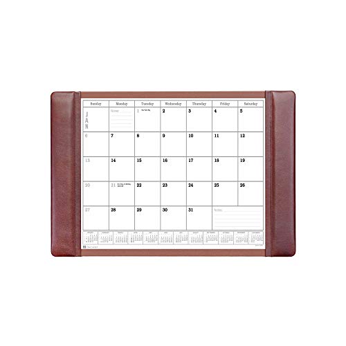 【中古】【未当て嵌める・未開封品】Mocha Leather Desk Pad w/ Calendar, 25.5 x 17.25
