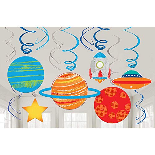 【中古】【未使用・未開封品】amscan Blast Off 吊り下げ渦巻き装飾 - 12個