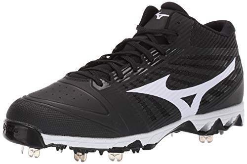 【中古】【未使用・未開封品】Mizuno 320603.9000.16.1150 9スパイク Ambition ミッドメンズ メタルベースボールクリート ブラック-ホワイト (9000) 11 1/2 (1150)