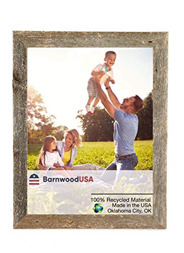【中古】【未使用・未開封品】BarnwoodUSA 素朴な17x21 カスタム写真フレーム 幅1 1/2インチ - 100%再生木材|風化グレー