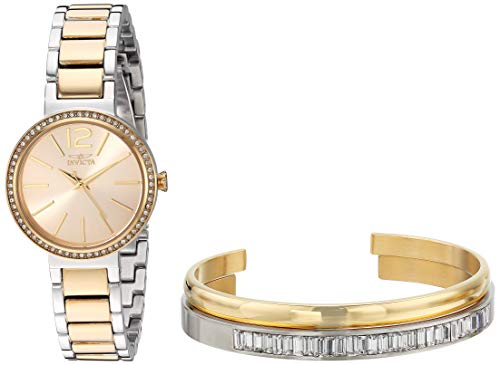 【中古】【未当て嵌める・未開封品】Invicta Women\u0027s Angel 30粍 Steel Bracelet \u0026 Case Flame-Fusion Crystal Quartz Brown Dial Analog Watch 29275
