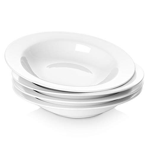 【中古】【未使用・未開封品】Y YHY スープボウル パスタボウル 4個セット 白いサラダボウルとプレート 20オンス 磁器製ワイドリムボウル 電子レンジと食器洗い機対応 クリス｜AJIMURA-SHOP