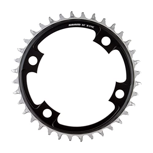 【中古】【未当て嵌める・未開封品】SRAM ユニ Road 107Bcd X-Sync チェーン店輪っか ブラストブラック 36t スポーツ・アウトドア-チェーンリング
