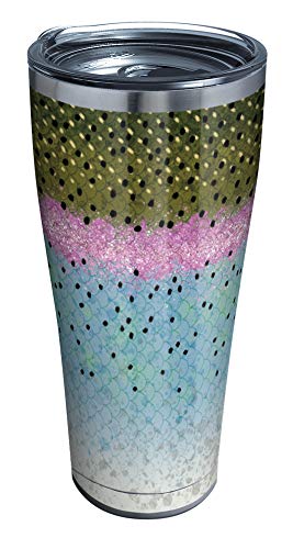 【中古】【未使用・未開封品】Tervis 3重壁 レインボートラウト パターン 断熱タンブラーカップ 飲み物を冷たく保温 30オンス ステンレススチール