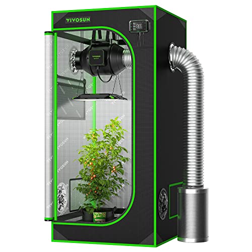 【中古】【未使用・未開封品】24"x24"x48" Mylar Hydroponic Grow Tent with Observation Window and Floor Tray for Indoor Plant Growing 2'x2'｜AJIMURA-SHOP