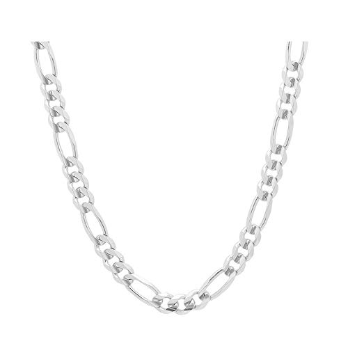 【中古】【未当て嵌める・未開封品】Verona Jewelers 925スターリングしろがね色 8粍 メンズ フィガロリンクチェーンネックレス - スターリングしろがね色 ソリッドヘビーフィガロリンク