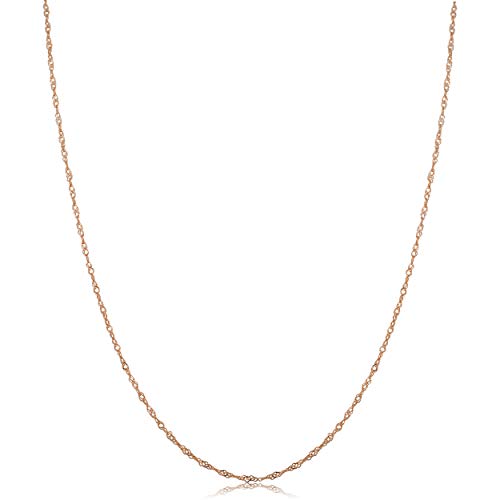 【中古】【未使用・未開封品】Kooljewelry 14k ローズゴールド シンガポール チェーン ネックレス (0.7mm 1mm 1.4mm 1.7mm), 金属, 不明,|AJIMURA-SHOP
