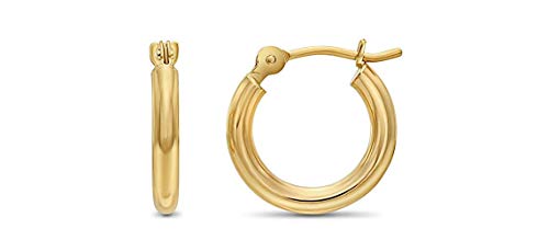 【中古】【未当て嵌める・未開封品】14K 黄色ゴールド 古典派音楽 光輝 ラウンド フープピアス 2粍 熱電子管