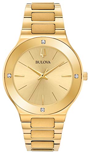 【中古】【未使用・未開封品】Bulova メンズ Futuro ゴールドトーン ダイヤモンドアクセントウォッチ 97E100, ゴールド